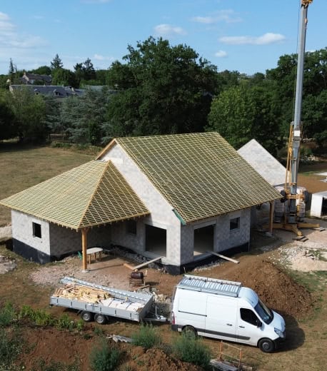 Construction d'une maison en bois par Rigal Construction Bois.